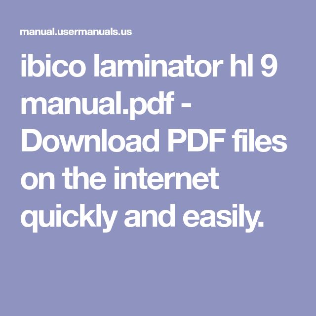 laminator manuals download
